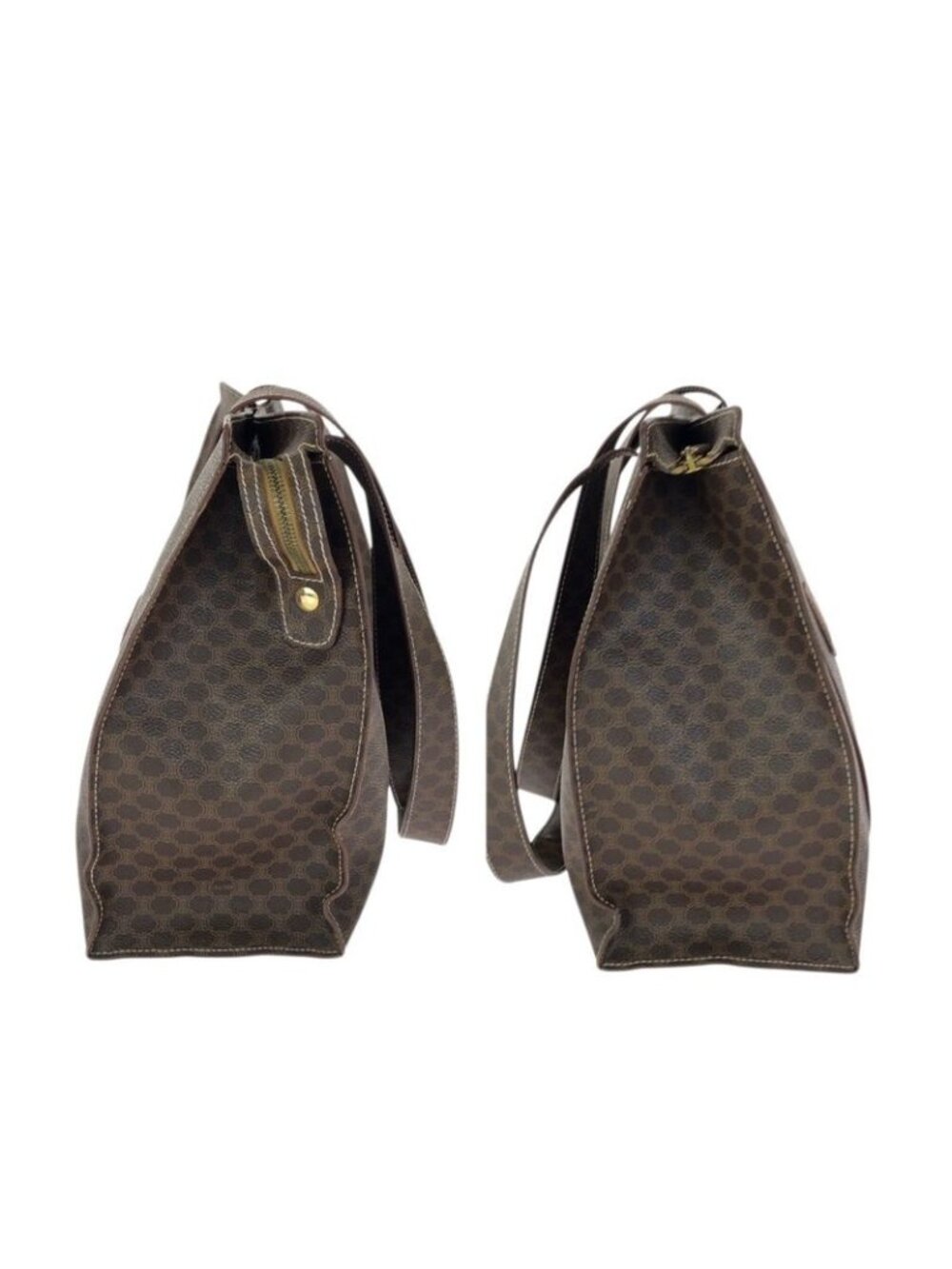 Celine Macadam Dark Brown Gold 2 Tote Shoulder Bag - Picture 8 of 9